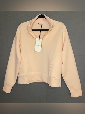 CALIA Soft Scuba Mock Neck 1/4 Zip Pullover Pink Darling Women's Size M NWT